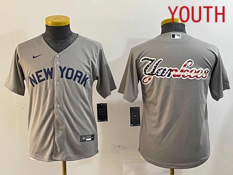 Youth New York Yankees Blank Grey Game 2024 Nike MLB Jersey style 12183